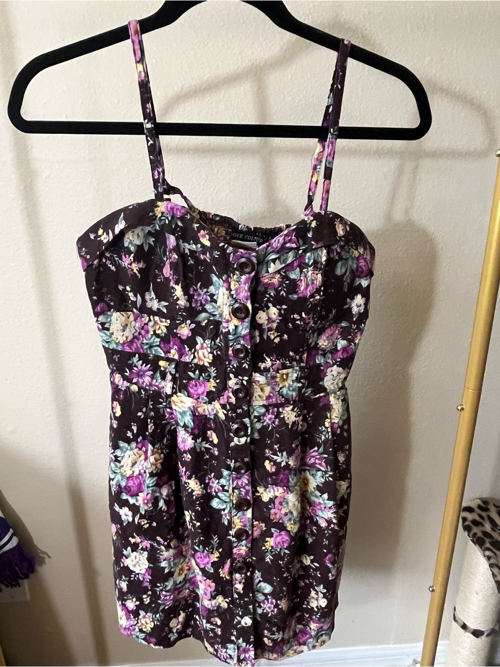 Love Culture Purple Floral Button-Front Dress